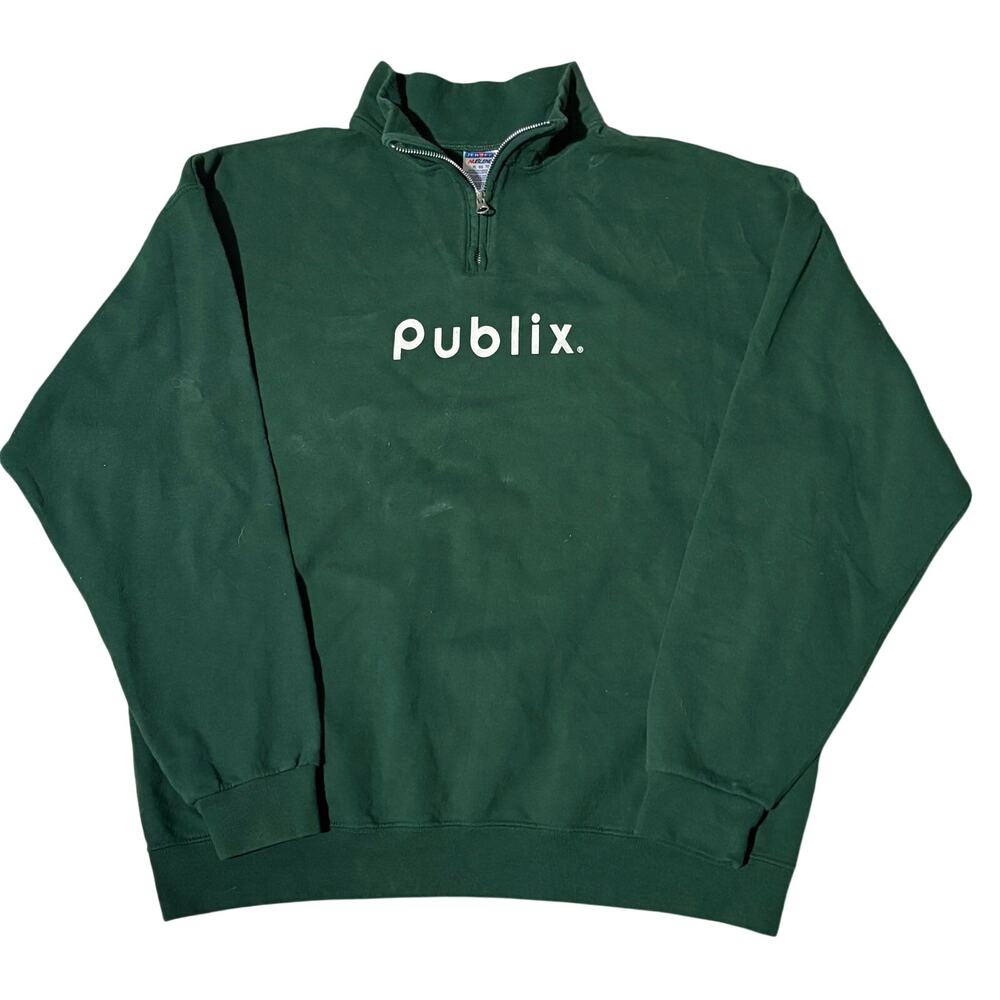 Publix Supermarket Quarter Zip Pullover Sweatshirt Green Men’s Size XL Grocery